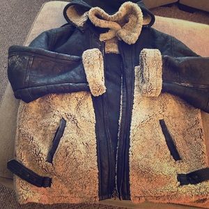 Milano Genuine Leather Retro Shearling Coat.